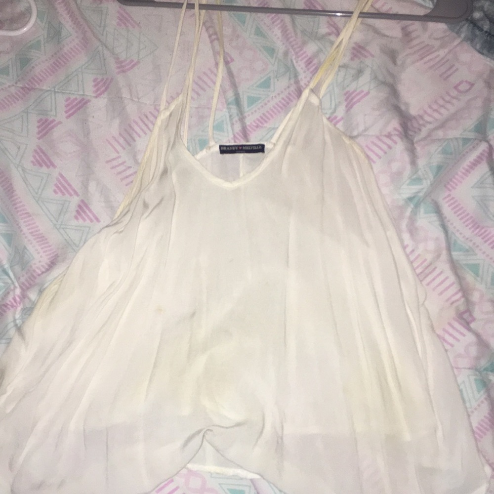 Brandy Melville white flowly shirt